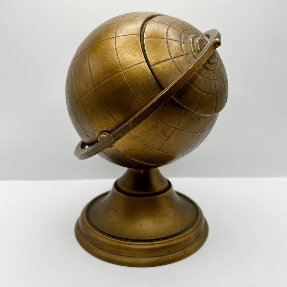 vintage mid century modern brass globe stand cigarette dispenser holder ashtray
